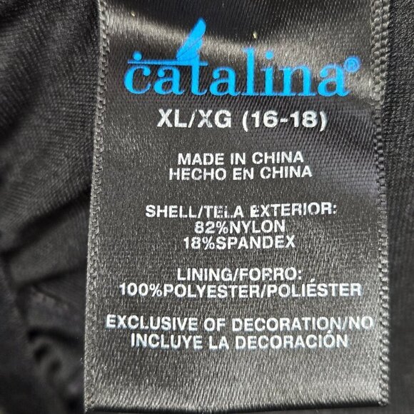 Catalina Size XL (16-18) One Piece Swimsuit Black with Patterned Side Panels - Picture 10 of 11